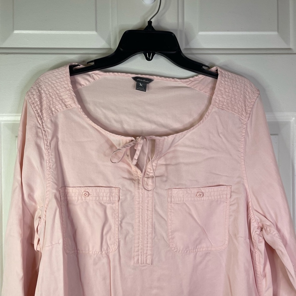 Eddie Bauer Tencel‎ Boho Pink Blouse size Large - Picture 2 of 6